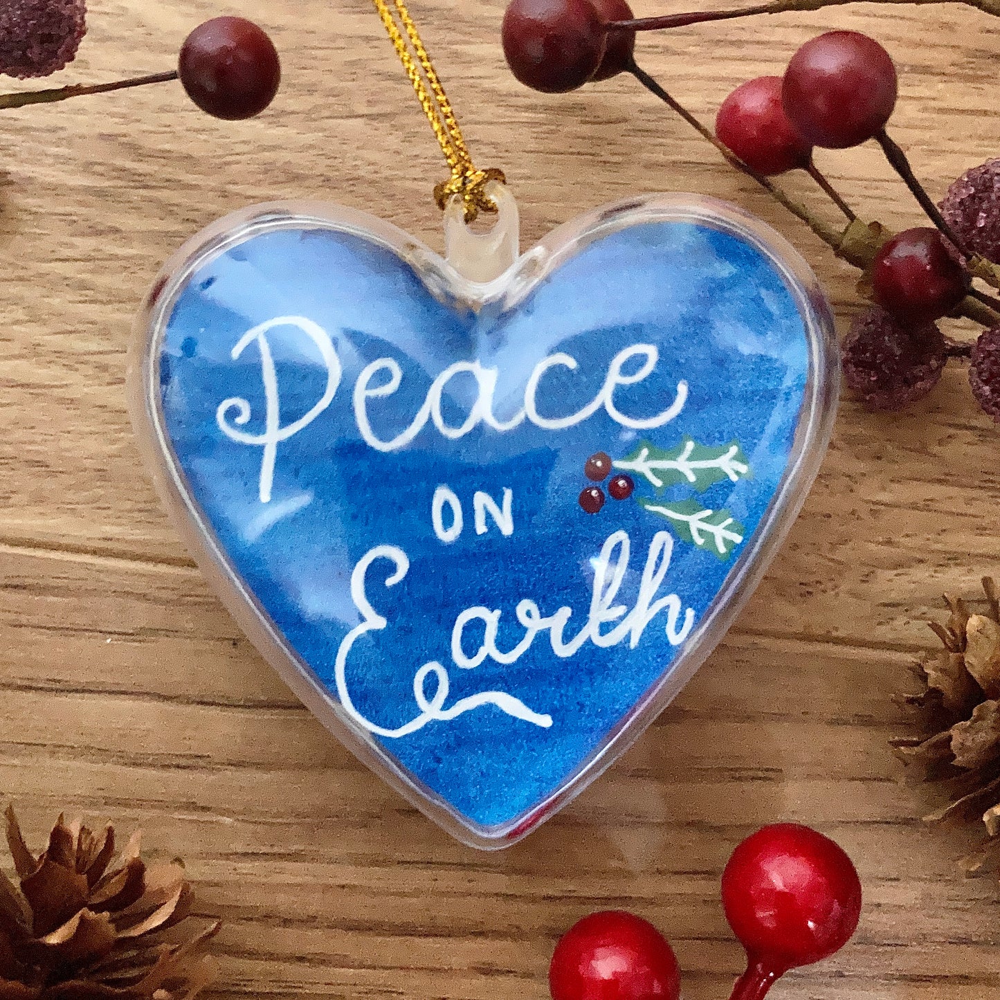 HAND PAINTED CHRISTMAS BAUBLE | Peace on Earth Dove