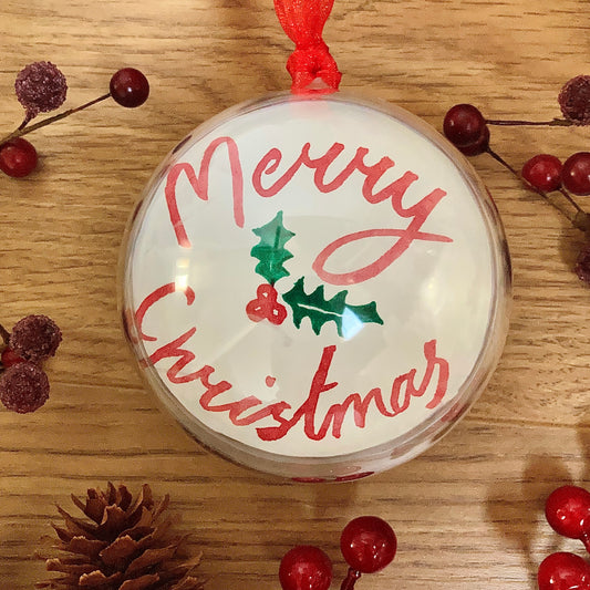 HAND PAINTED CHRISTMAS BAUBLE | Robin Redbreast
