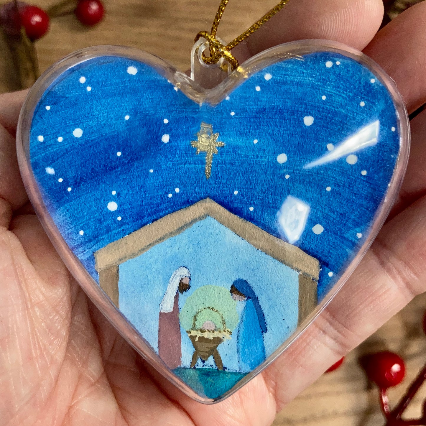 HAND PAINTED CHRISTMAS BAUBLE | Nativity scene