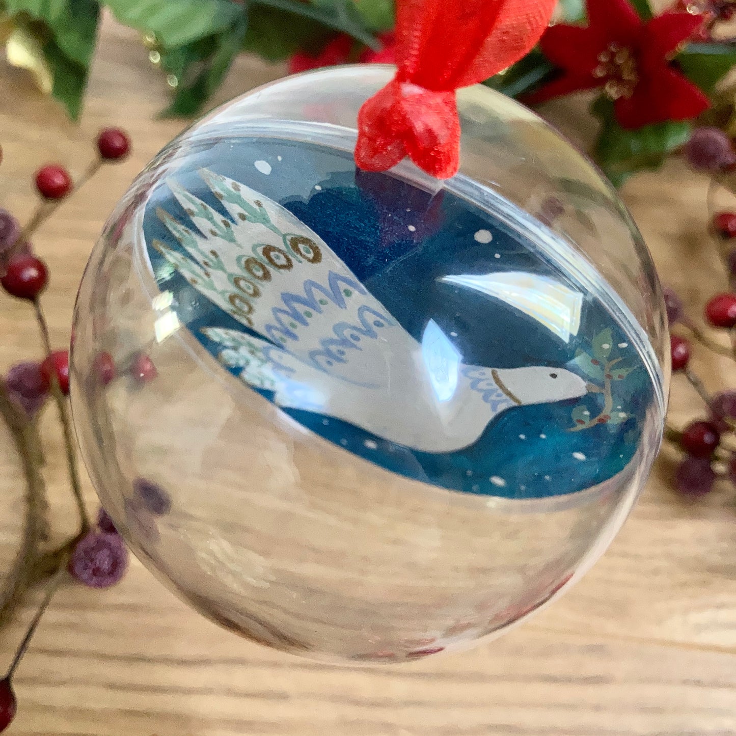 HAND PAINTED CHRISTMAS BAUBLE | Peace on Earth Dove