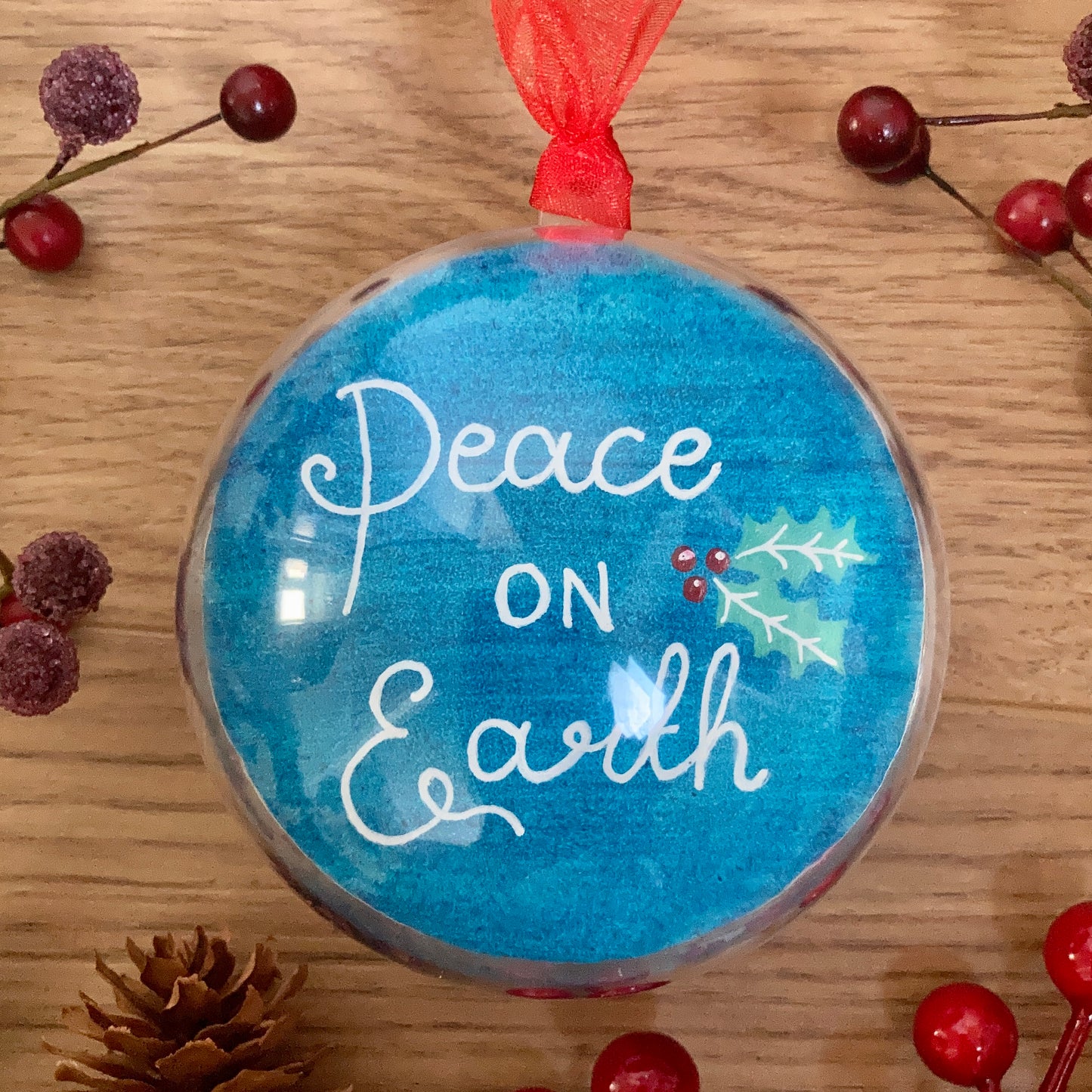 HAND PAINTED CHRISTMAS BAUBLE | Peace on Earth Dove