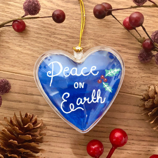 HAND PAINTED CHRISTMAS BAUBLE | Peace on Earth Dove