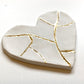 KINTSUGI HEART ORNAMENT OR MAGNET | Air dry clay heart decorated with imitation gold leaf