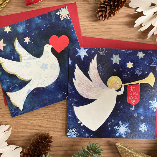CHRISTMAS CARD SET OF 2 | Joy to the World and Peace and Love