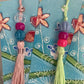 FLORAL BOOKMARK with beaded tassel decoration